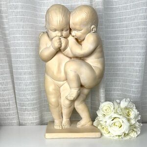 Vintage Milano Chrubs  1990 Son’a Sculpture of Two Babies Giggling 20”
